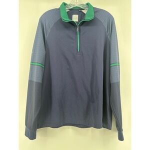 Callaway Weather Series Mens Small Navy Blue Green Quarter Zip Pullover Golf Top